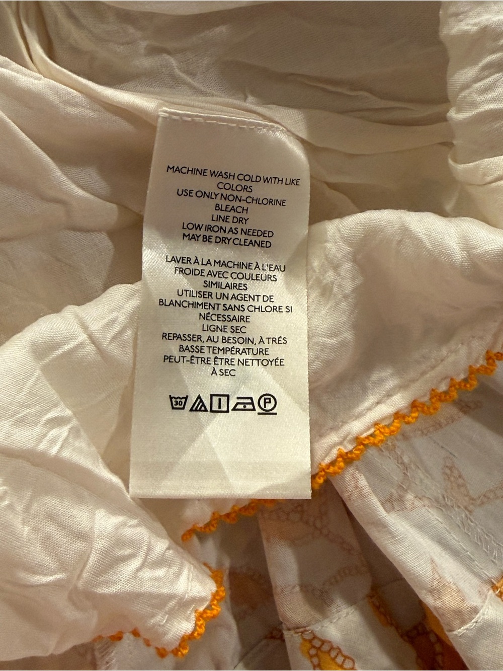 Anthropologie White Dress with Mustard Yellow Floral Embroidery - Picture 6 of 7